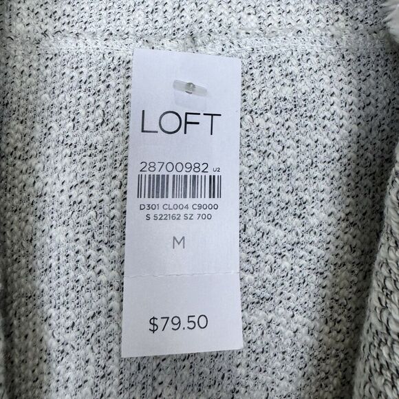 LOFT Womens Sherpa Lined Hooded Open Front Cardigan Size M Neutral Color Pockets - Picture 9 of 10
